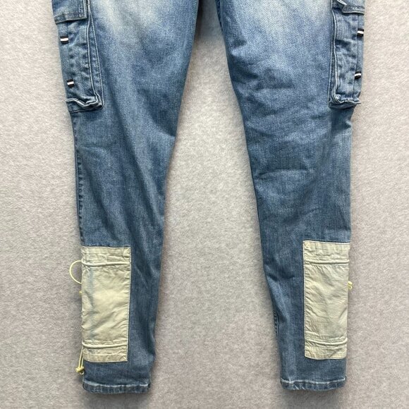 Serenede Men's 36 Cyber Cloud Cargo Jeans Bungee Cords Pockets Skinny Streetwear - Picture 13 of 14